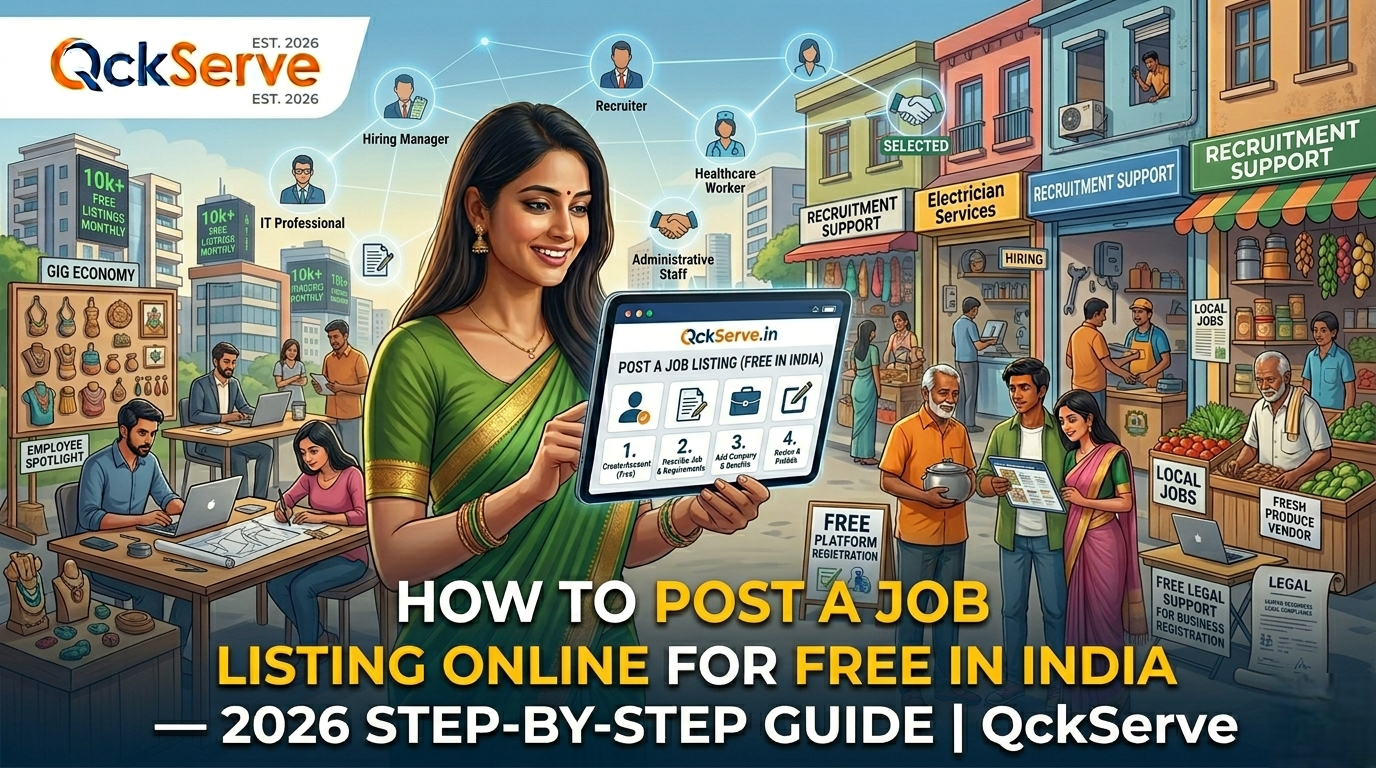 How to Post a Job Listing Online for Free in India — 2026 Step-by-Step Guide | QckServe