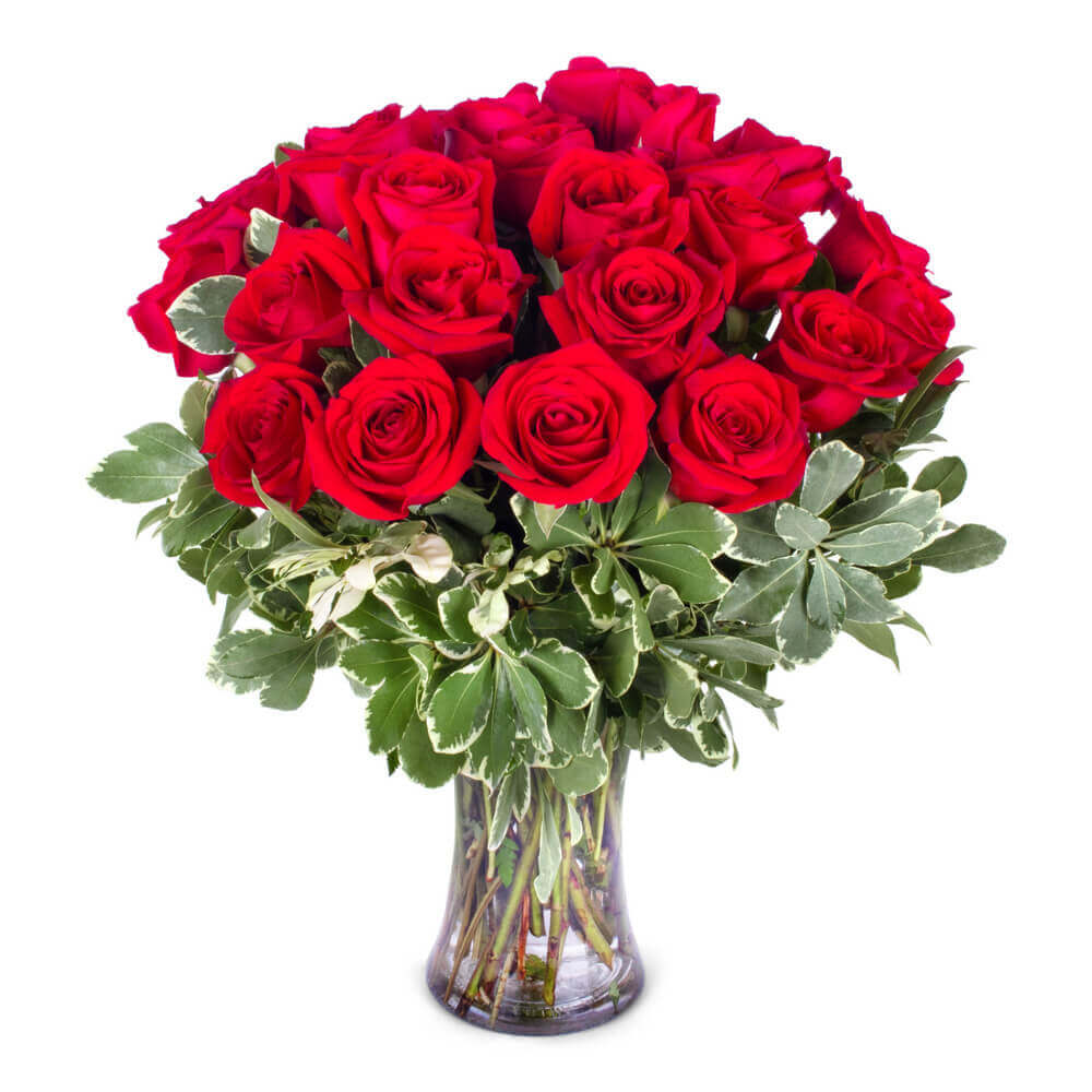 Birthday flowers with red roses