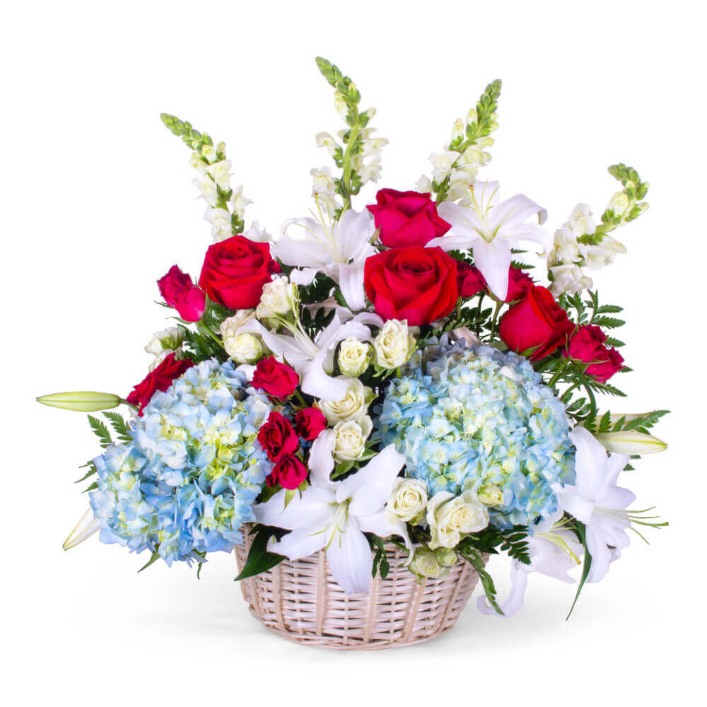 Patriotic Funeral Basket Flower Delivery Bellingham MA - Brian's ...