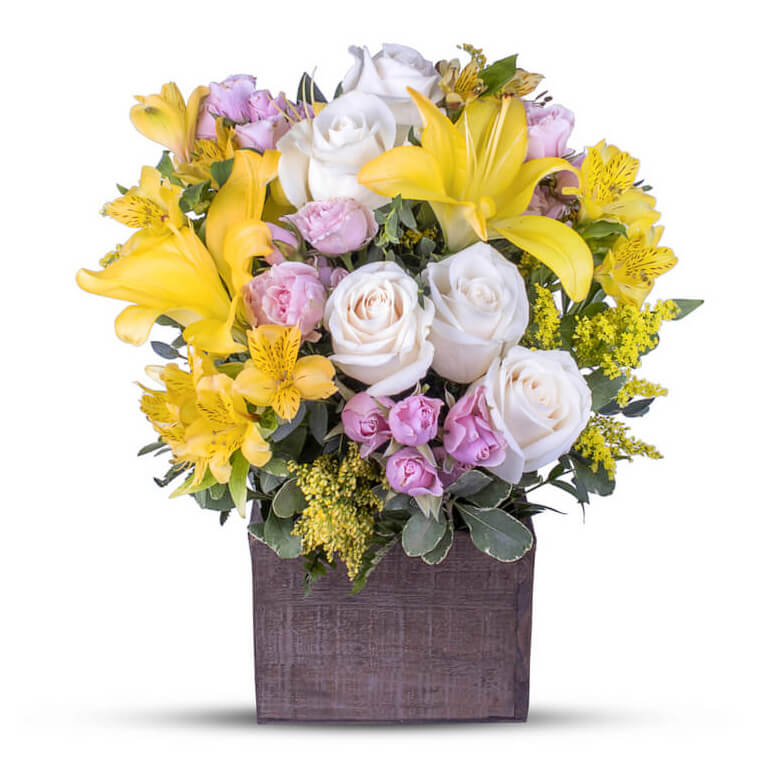 Yellow Lily & Rose Arrangement Flower Delivery Jersey City NJ FlowerNOW