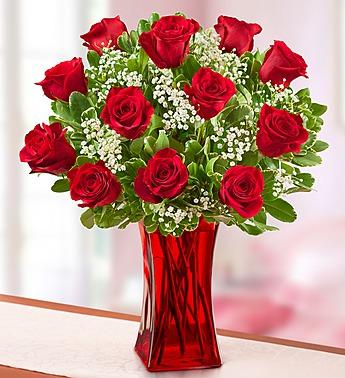 Blooming Love - Premium Red Roses in Red Vase