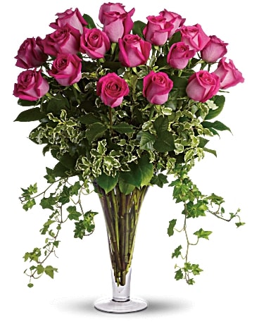 Dreaming In Pink - 18 Long Stemmed Pink Roses Flower Bouquet