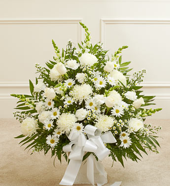 Heartfelt Tribute Floor Basket Arrangement - White Flower Delivery