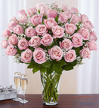 Two Dozen Premium Long Stem Pink Roses Flower Bouquet