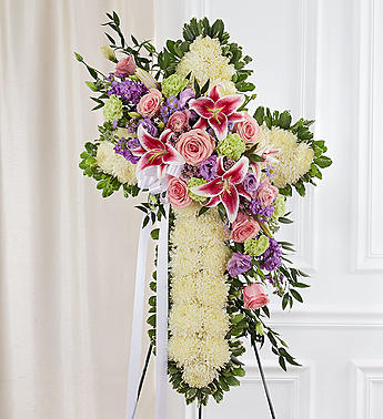 Peace & Prayers™ Standing Cross- Pastel Flower Delivery Baltimore