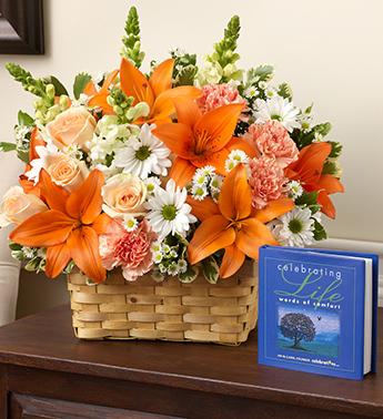 Celebrating Life - Peach, Orange and White Flower Bouquet