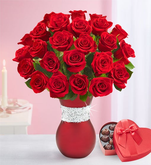 red roses bouquet vase