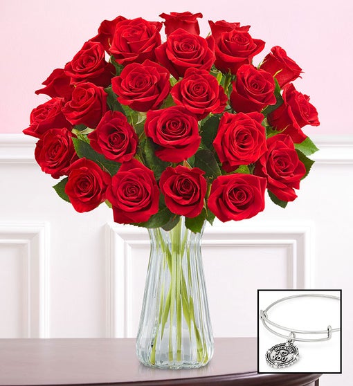 Alex and Ani Love Bracelet with Red Roses