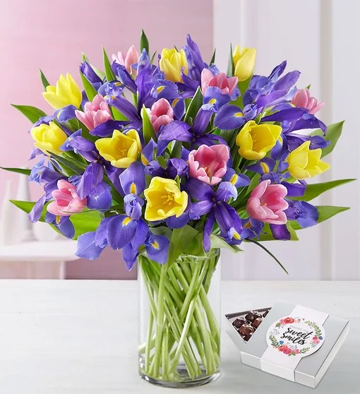 Blue Iris, Purple Iris Flowers Bouquet, Certified B Corp