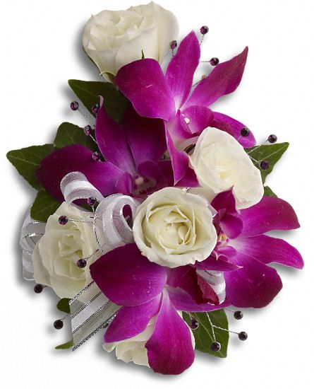 Fancy Orchids and Roses Wristlet Flower Bouquet