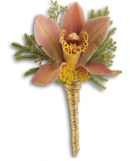 Sunset Orchid Boutonniere Flower Bouquet