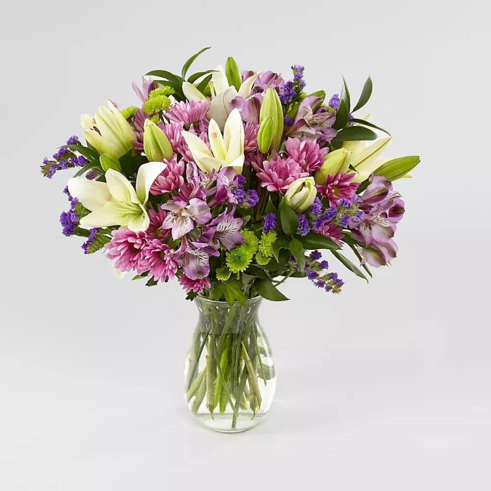 Lavender Fields Mixed Flower Bouquet with Vase