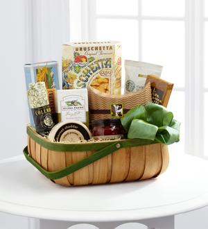 The FTD® Heartfelt Sympathies™ Gourmet Basket Flower Bouquet