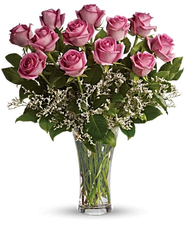 Make Me Blush - Dozen Long Stemmed Pink Roses Flower Bouquet