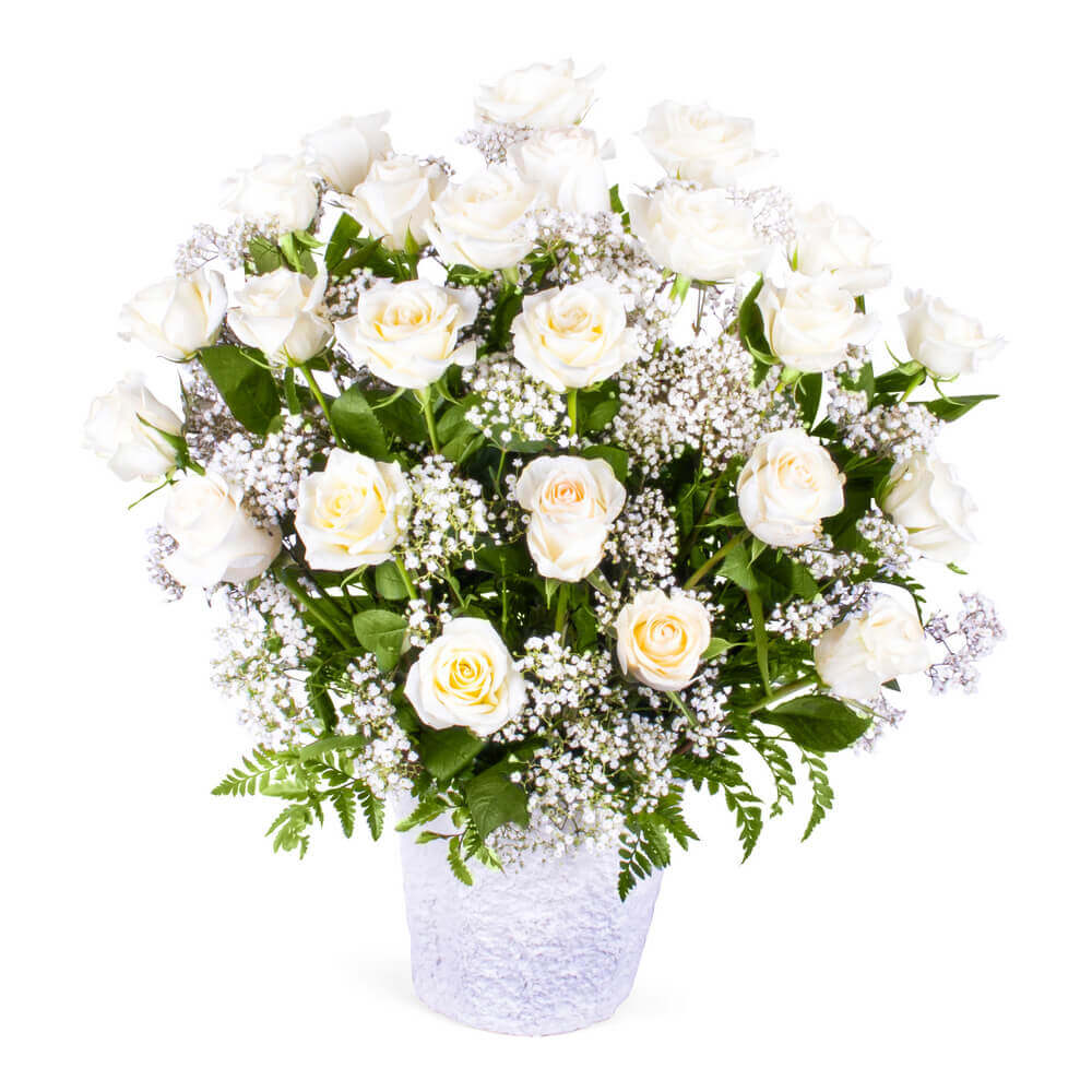 Loving white rose Bouquet Flower Delivery West Islip NY Tom's Towers