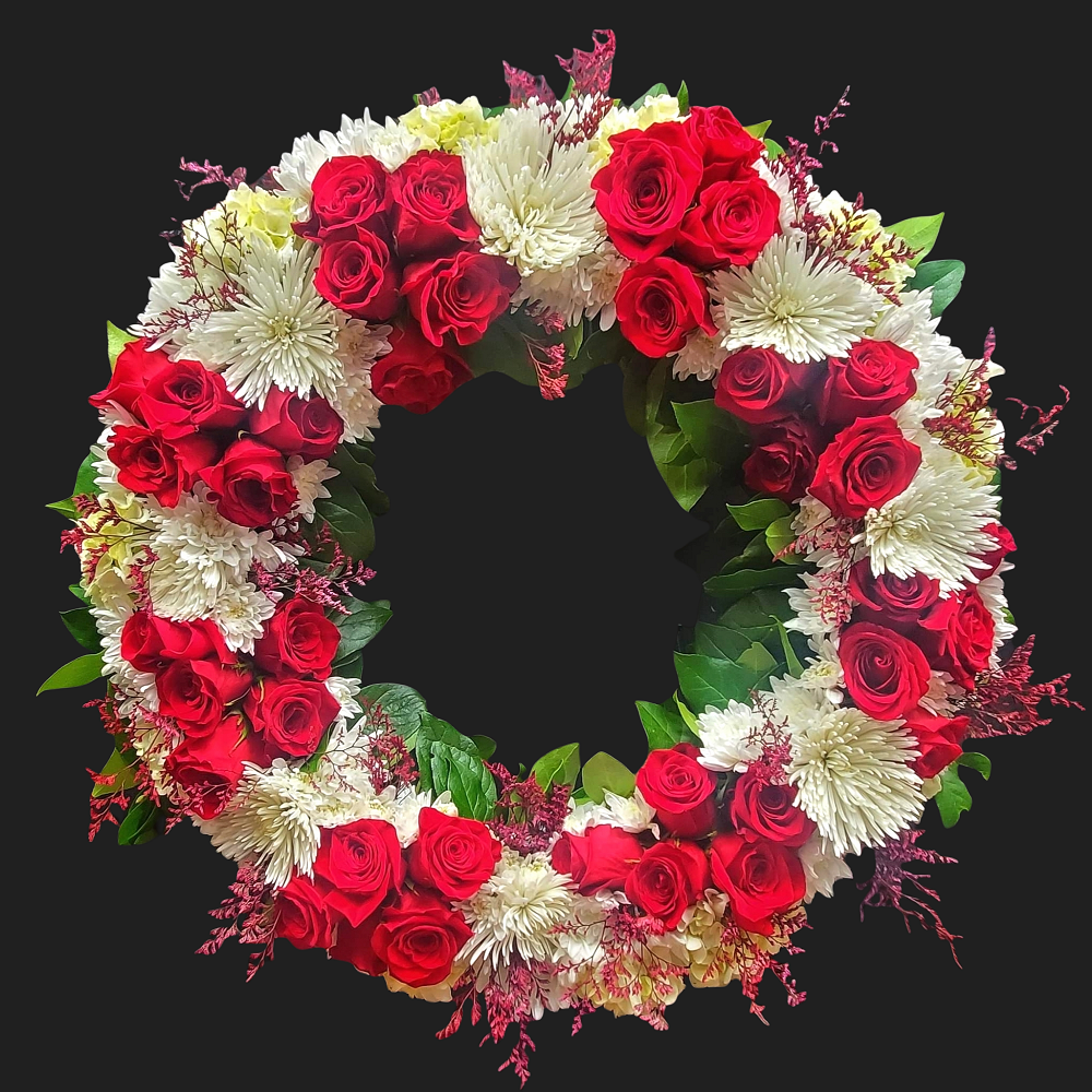 RED & WHITE STANDING SPRAY Flower Delivery Las Vegas NV Vegas Rose