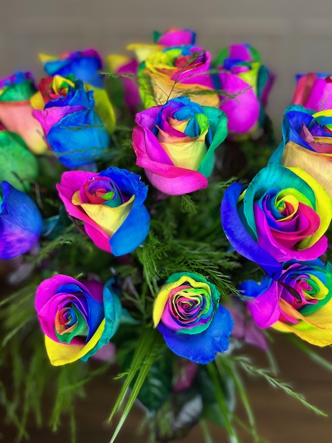 images of rainbow roses