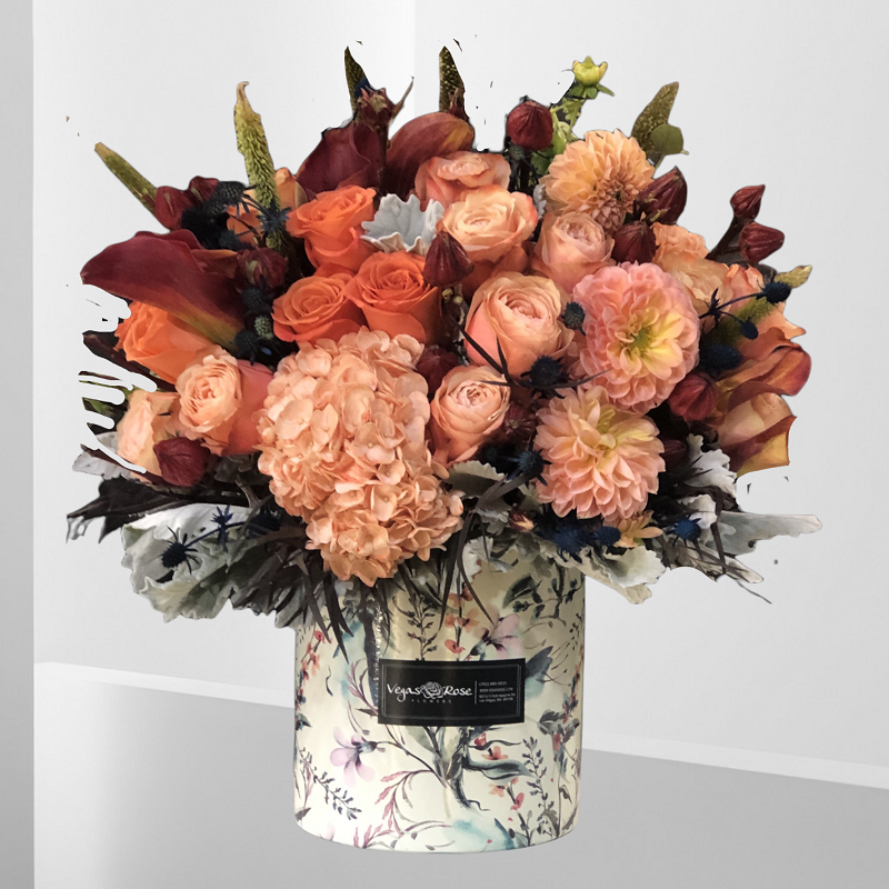 PEACH LOVE BOX Flower Delivery Las Vegas NV Vegas Rose Flowers