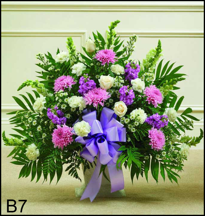 B7 Lavender and White Floor Basket Flower Delivery Jersey City NJ