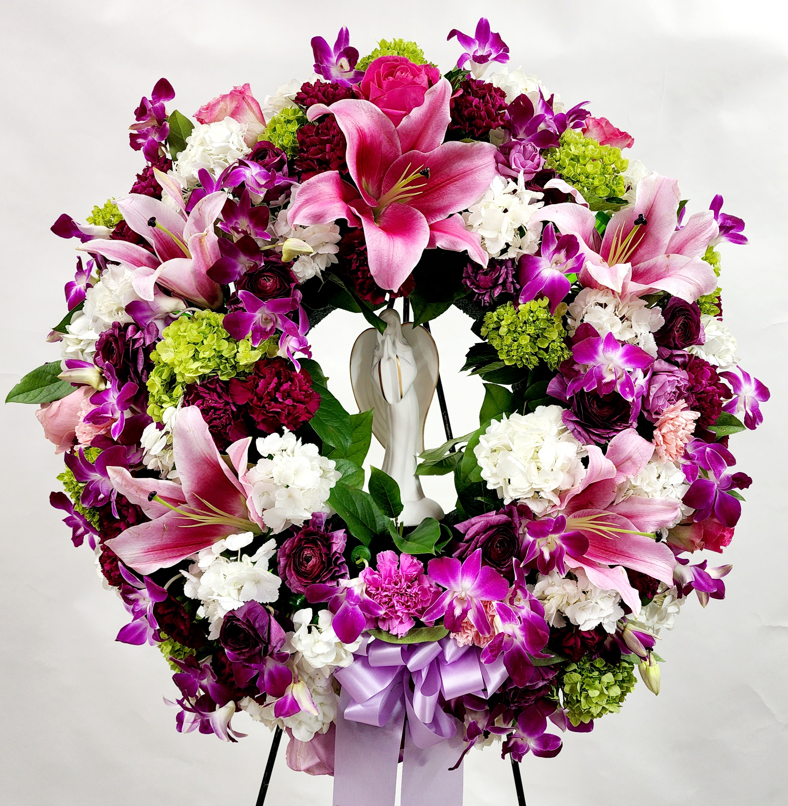Pink Funeral Wreath (customize ribbon to say what you want