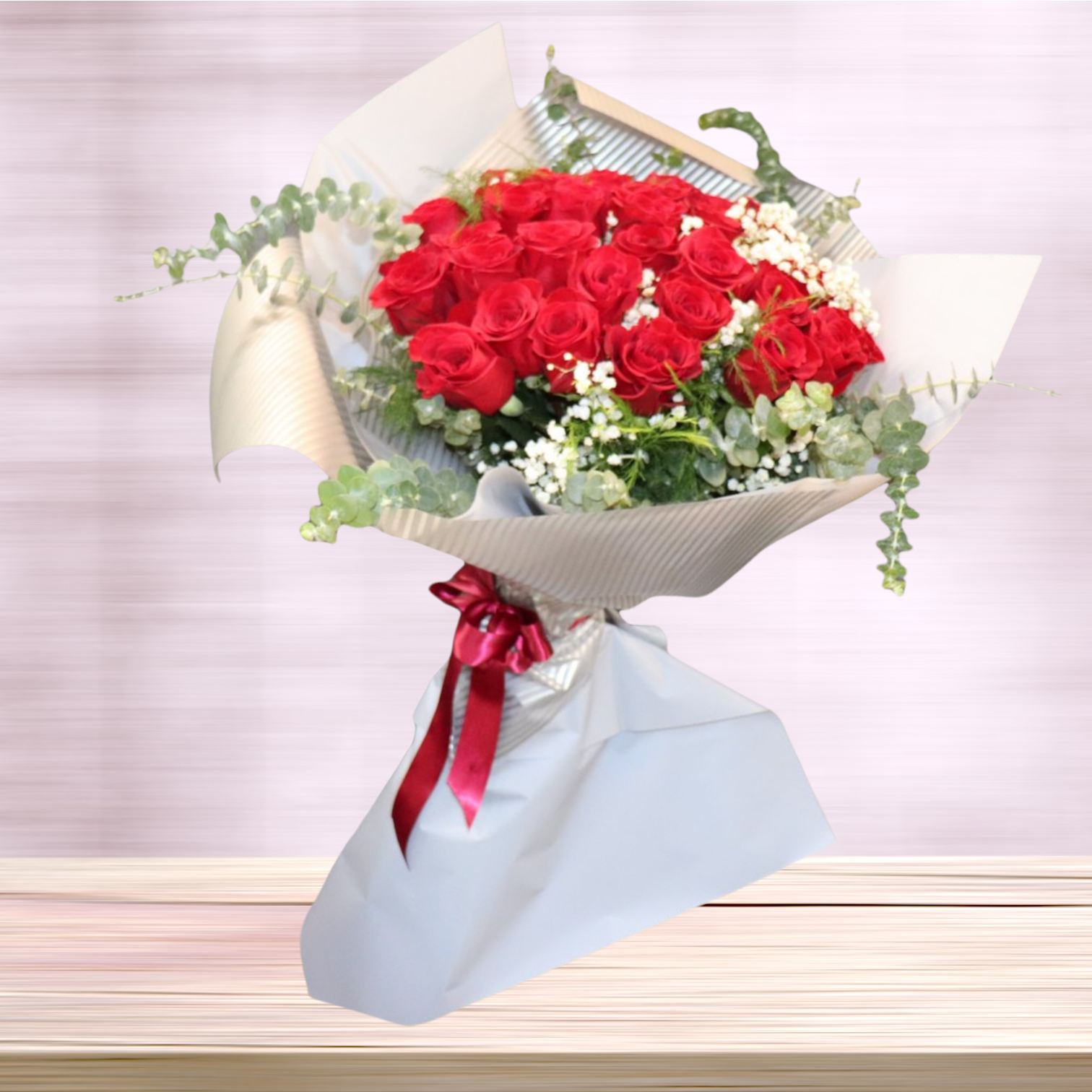 WHITE ROSES BOUQUET WRAP Flower Delivery Las Vegas NV - Vegas Rose Flowers