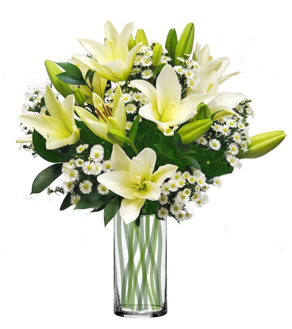 Central Market White Oriental Lilies With Greens, 3-Stem, Bunch