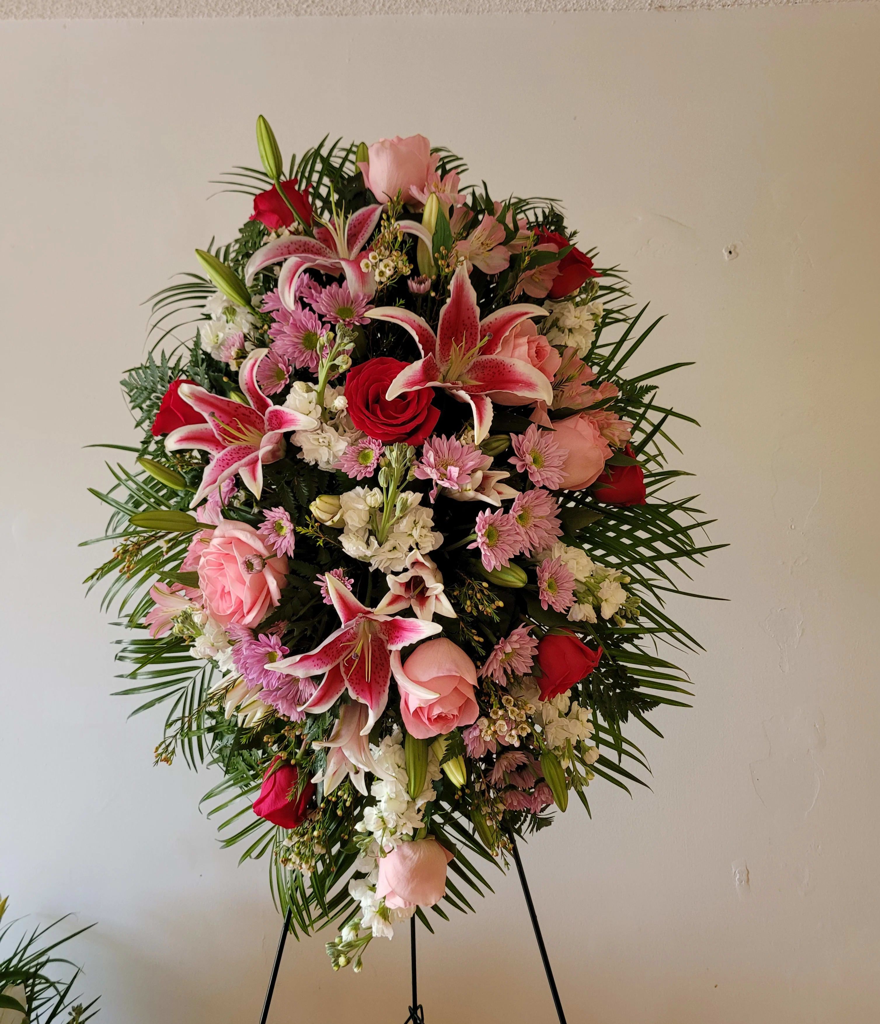 Pink Funeral Wreath (customize ribbon to say what you want