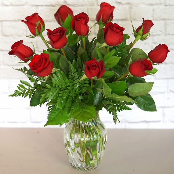 One Dozen Classic Red Roses Arranged By A Florist In Commack Ny