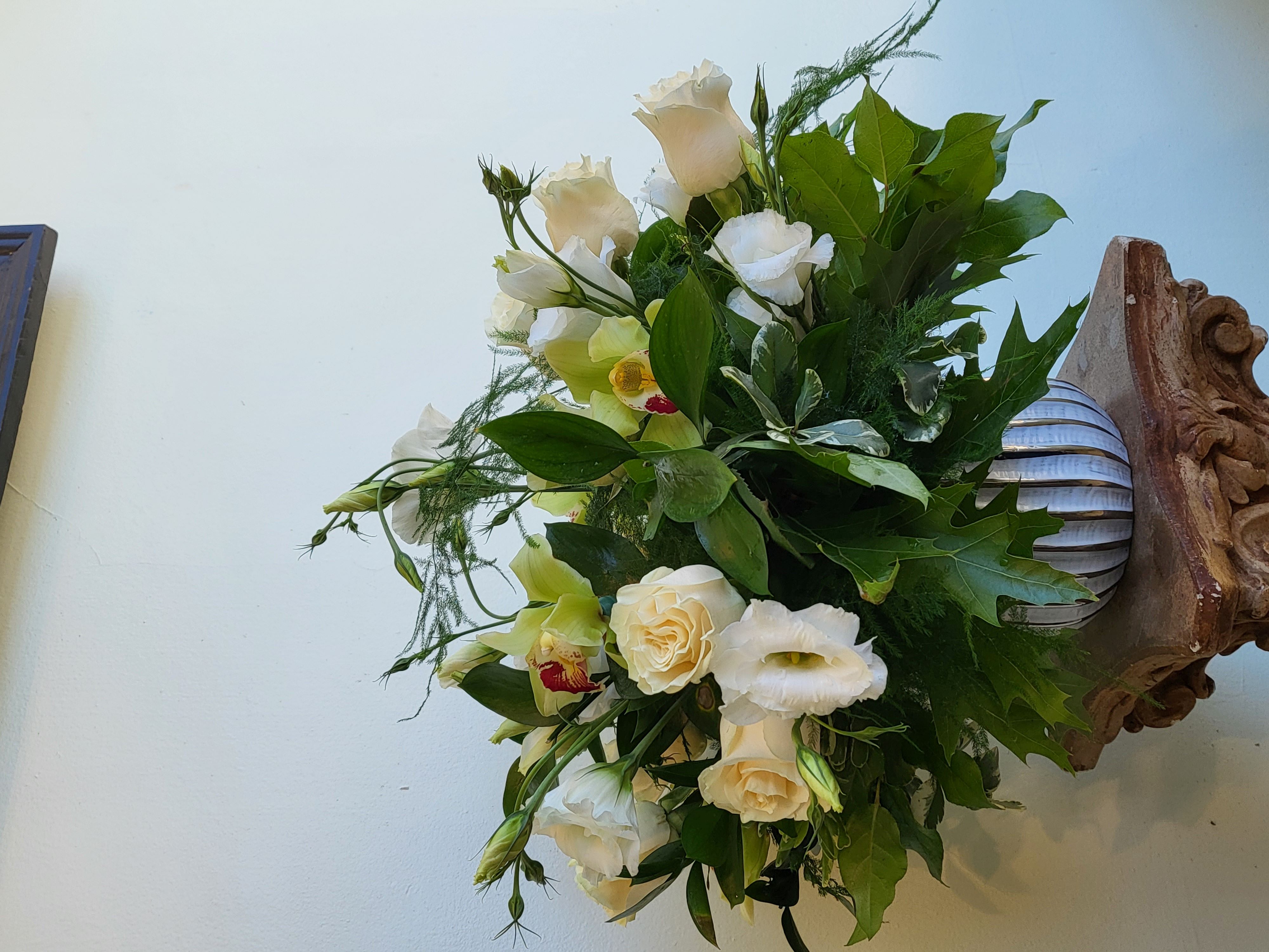 White and Silver Flower Delivery San Bruno CA - San Bruno Flower Fashions