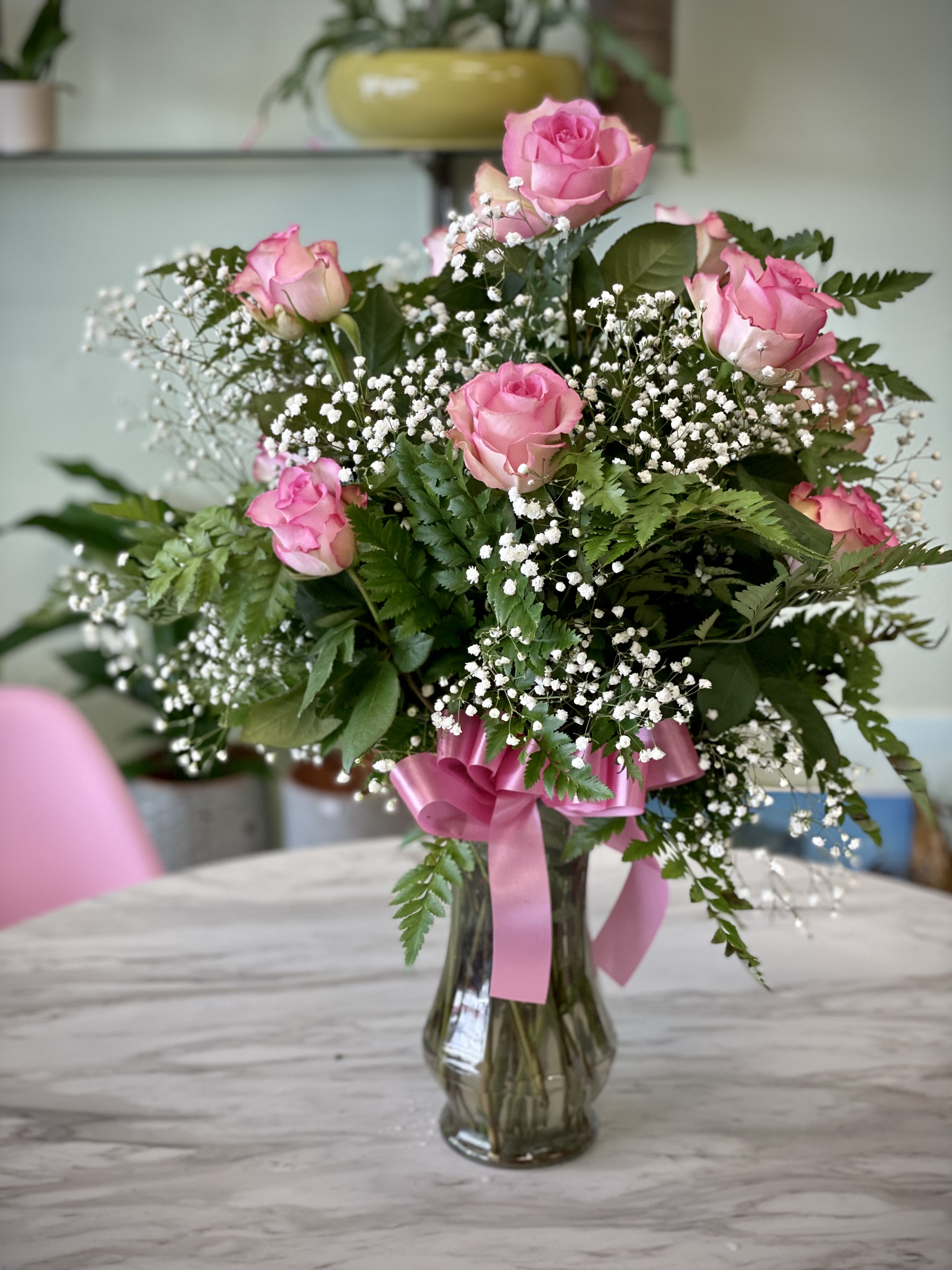 One Dozen Pink Roses