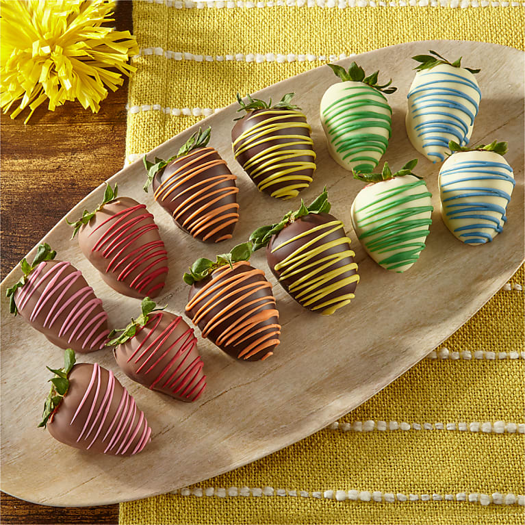 rainbow chocolate covered strawberries