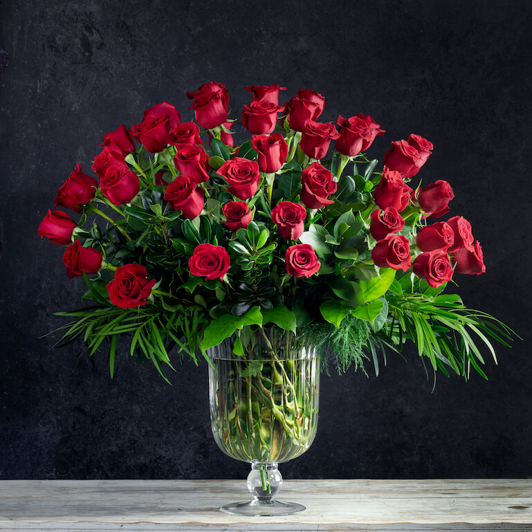 Three Dozen Ruby Red Rose | Royal Ruby Red Rose | Ivory Florist