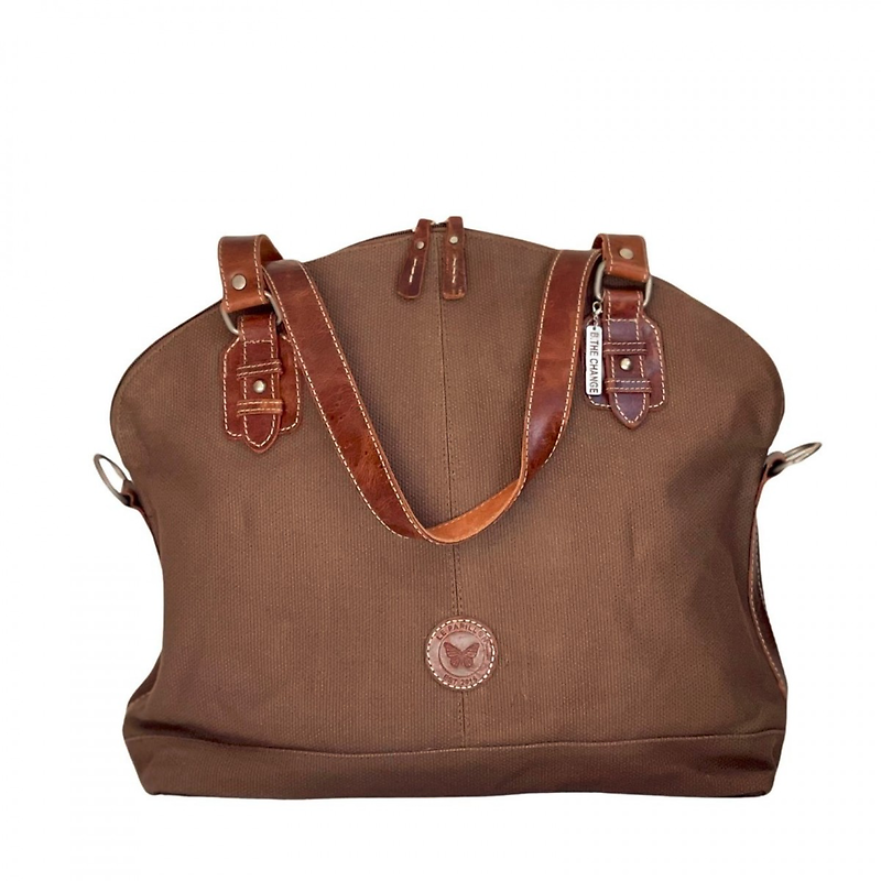 Catherine Canvas & Leather Tote Handbag Brown Middleboro, MA