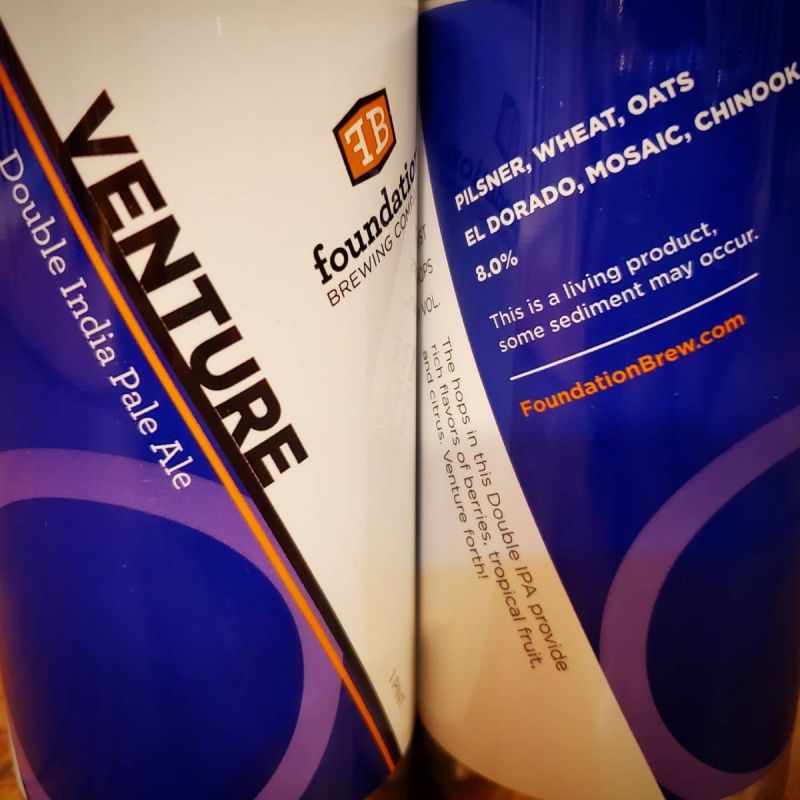 Venture Double IPA, Foundation Brewing, Portland, Maine Middleboro