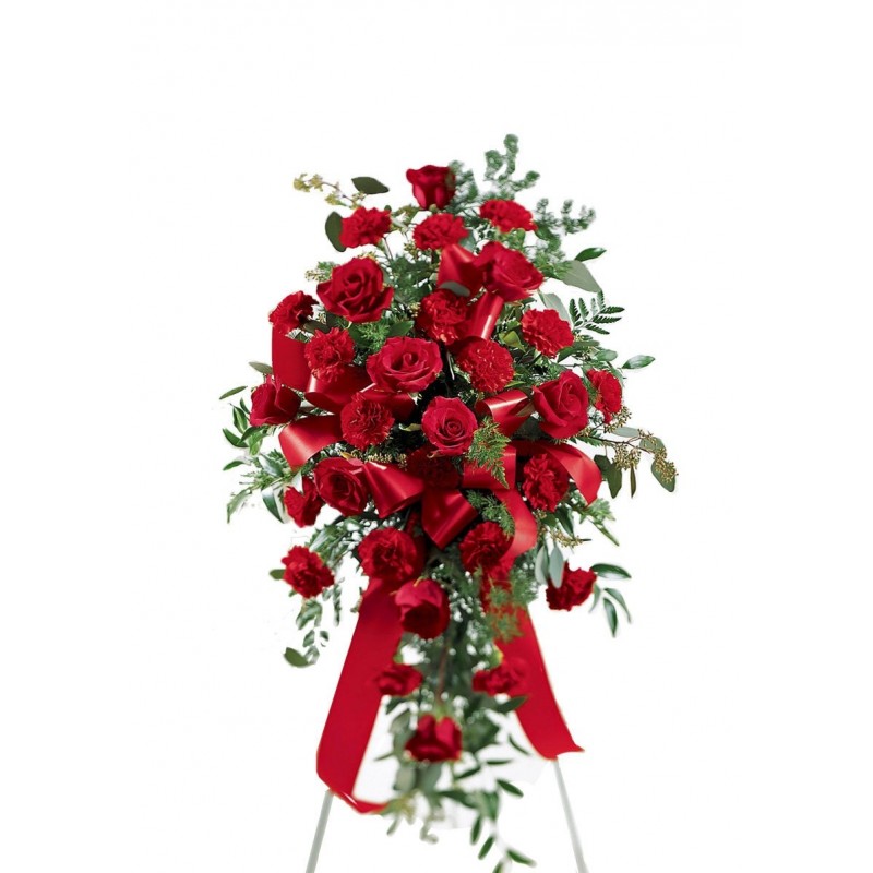 BLOOMING FLOWERS, Elk Grove Village Florist Local Family Owned Red spray sympathy EB 356 Send
