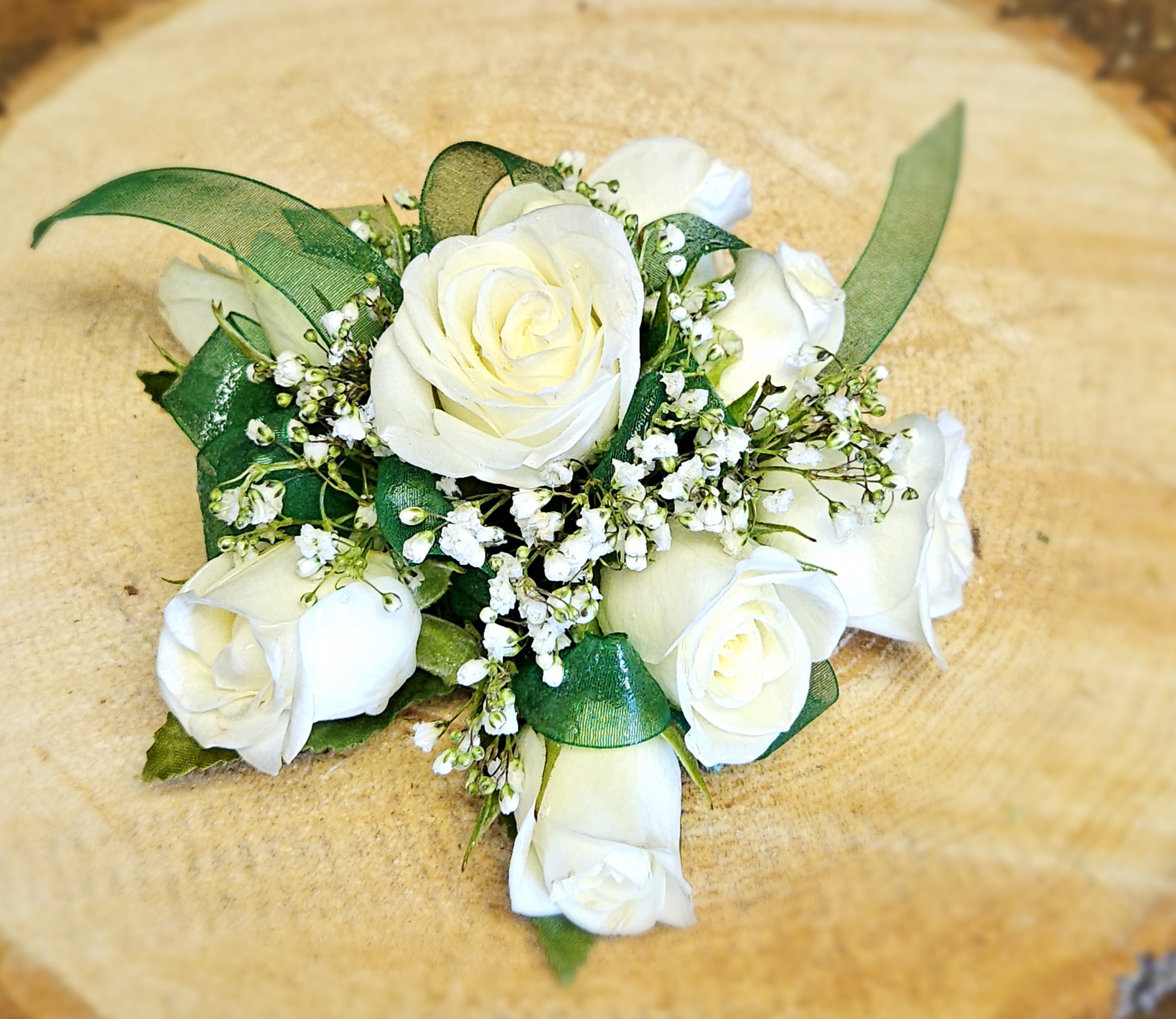 Garden Wrist Corsage - Wood Flowers