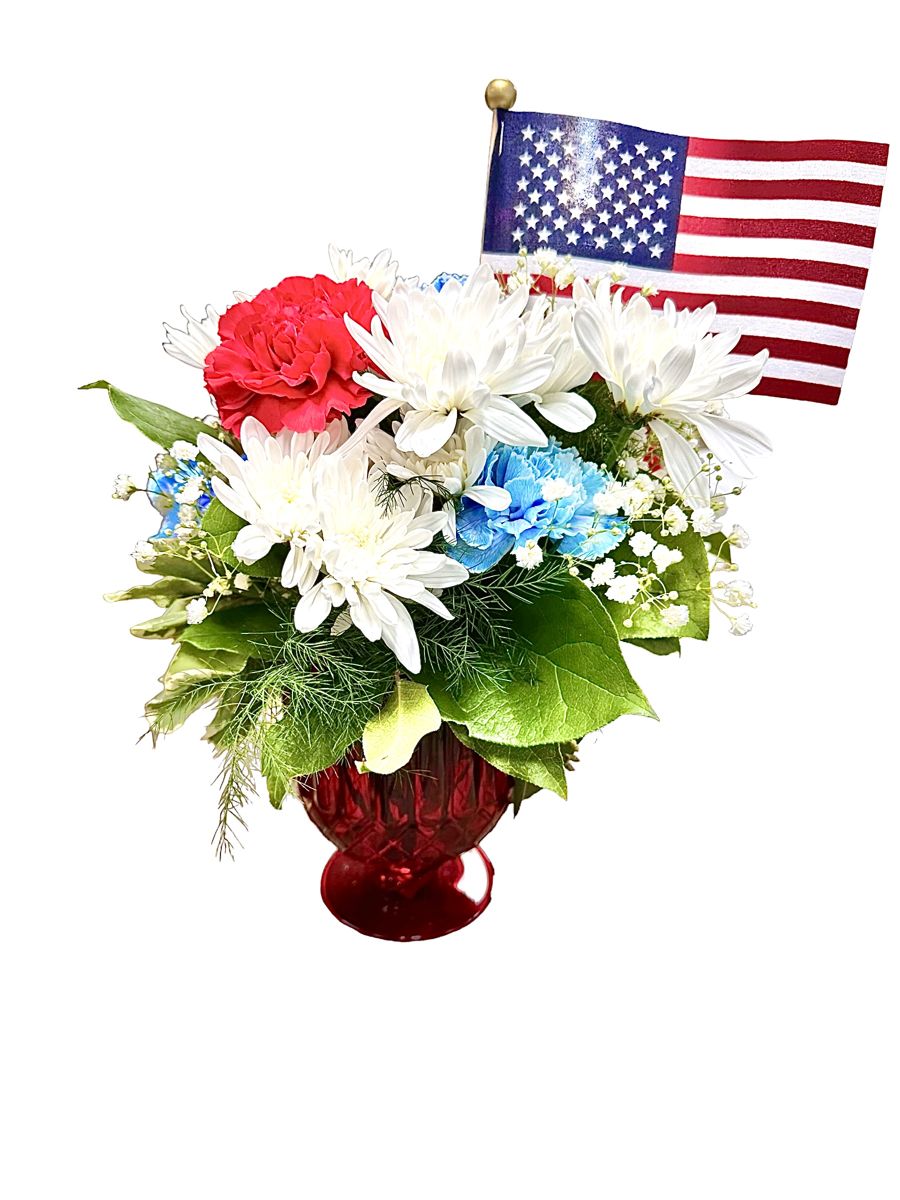 Patriotic Floral Arrangements  Red, White & Blue Flowers  Banner