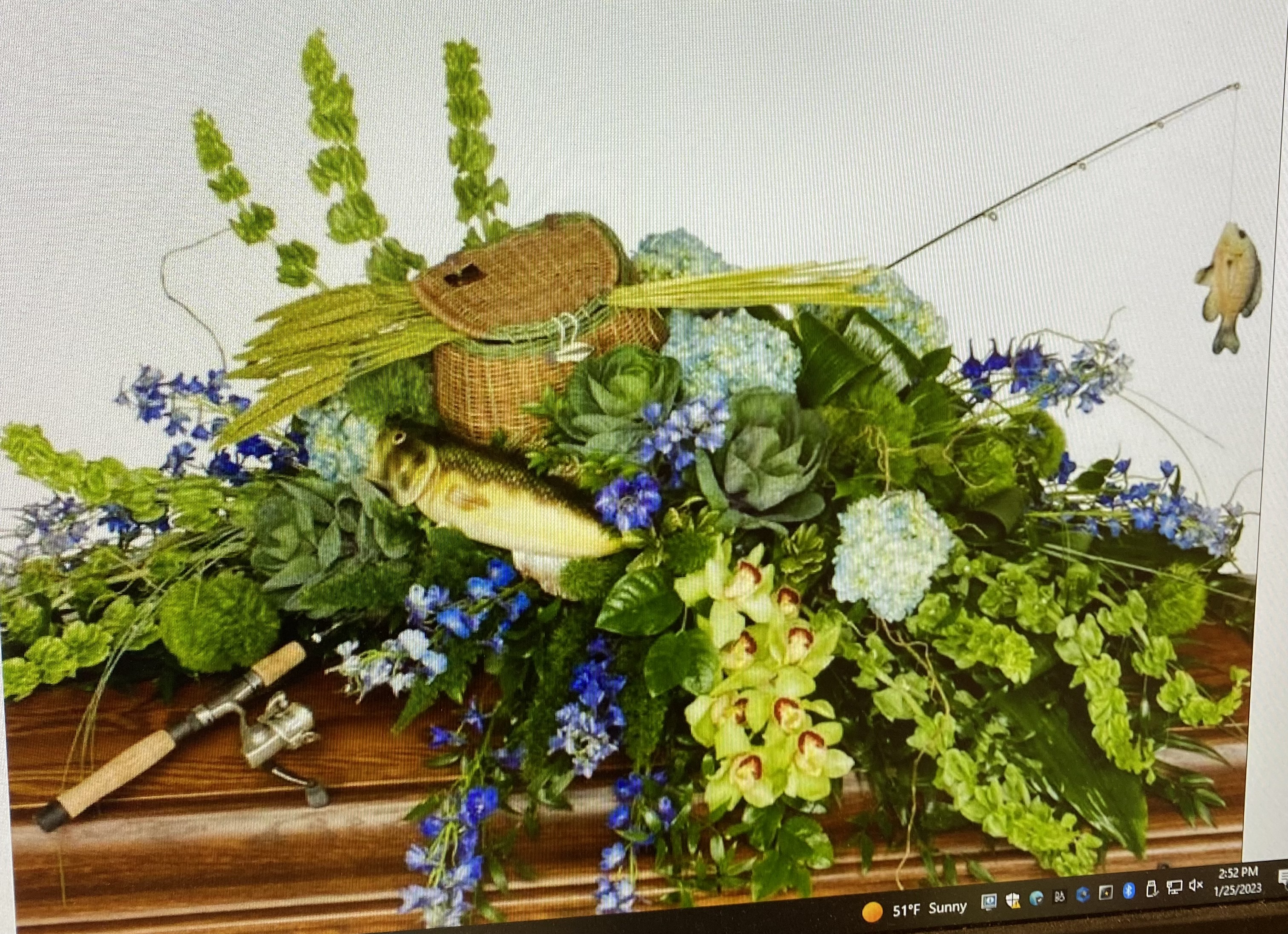 Fishing Memories Casket Spray Flower Delivery Kokomo IN - Banner Flower  House