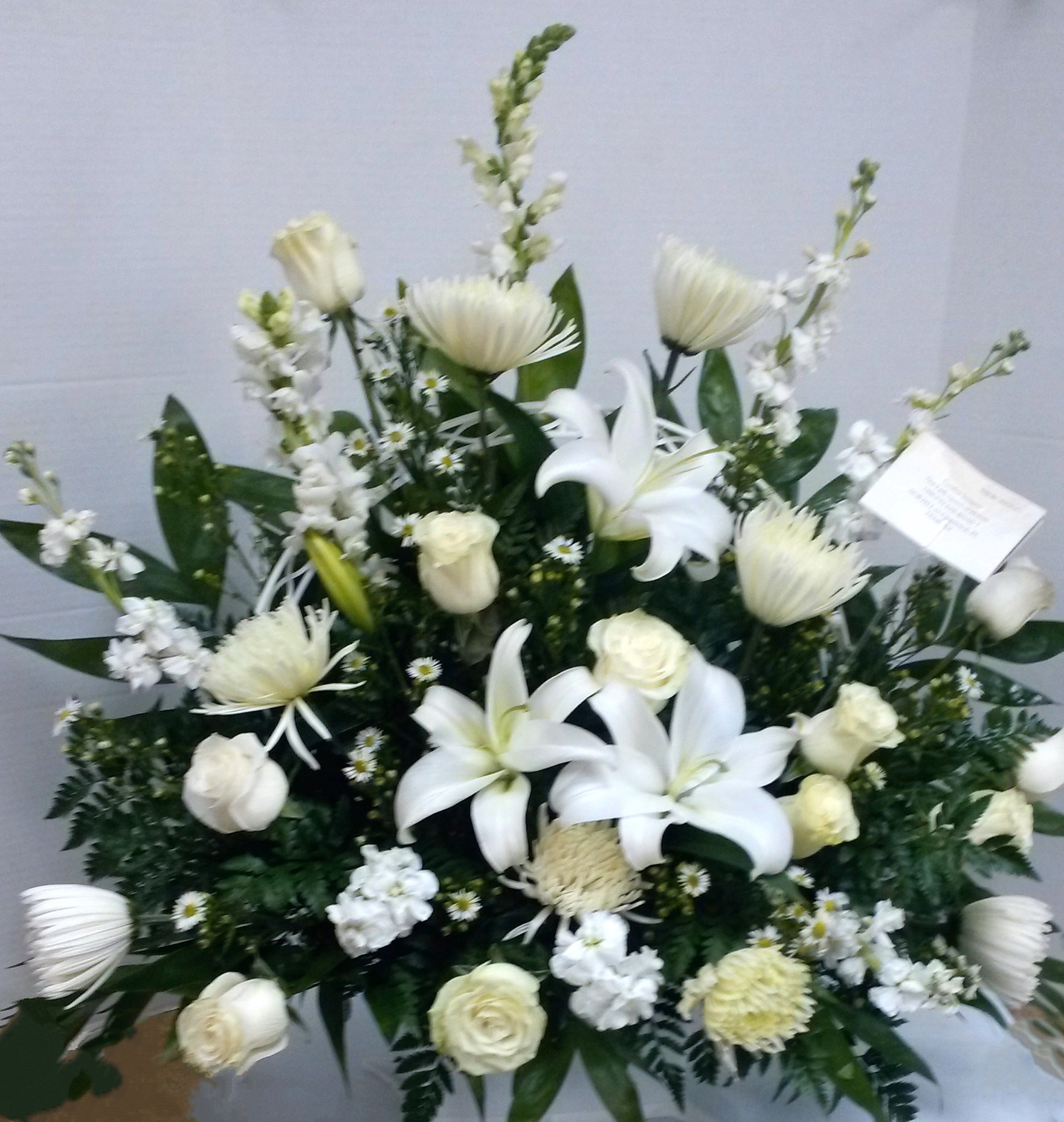 Peaceful White Funeral Basket