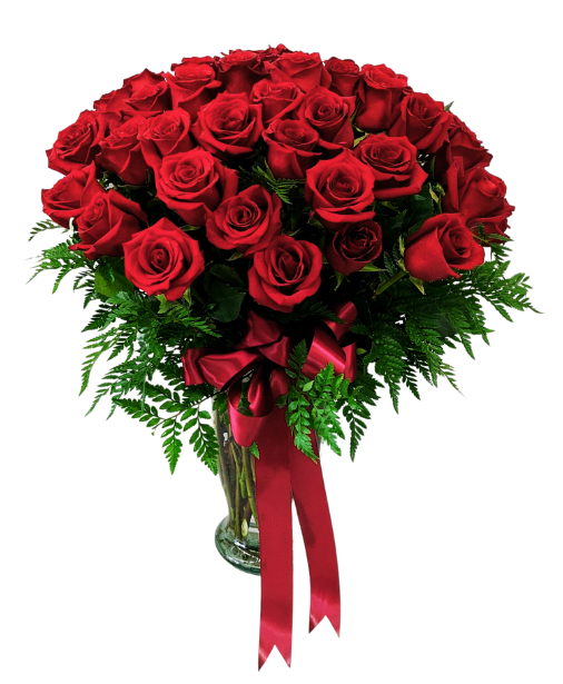 Fifty Long Stem Red Roses with Vase