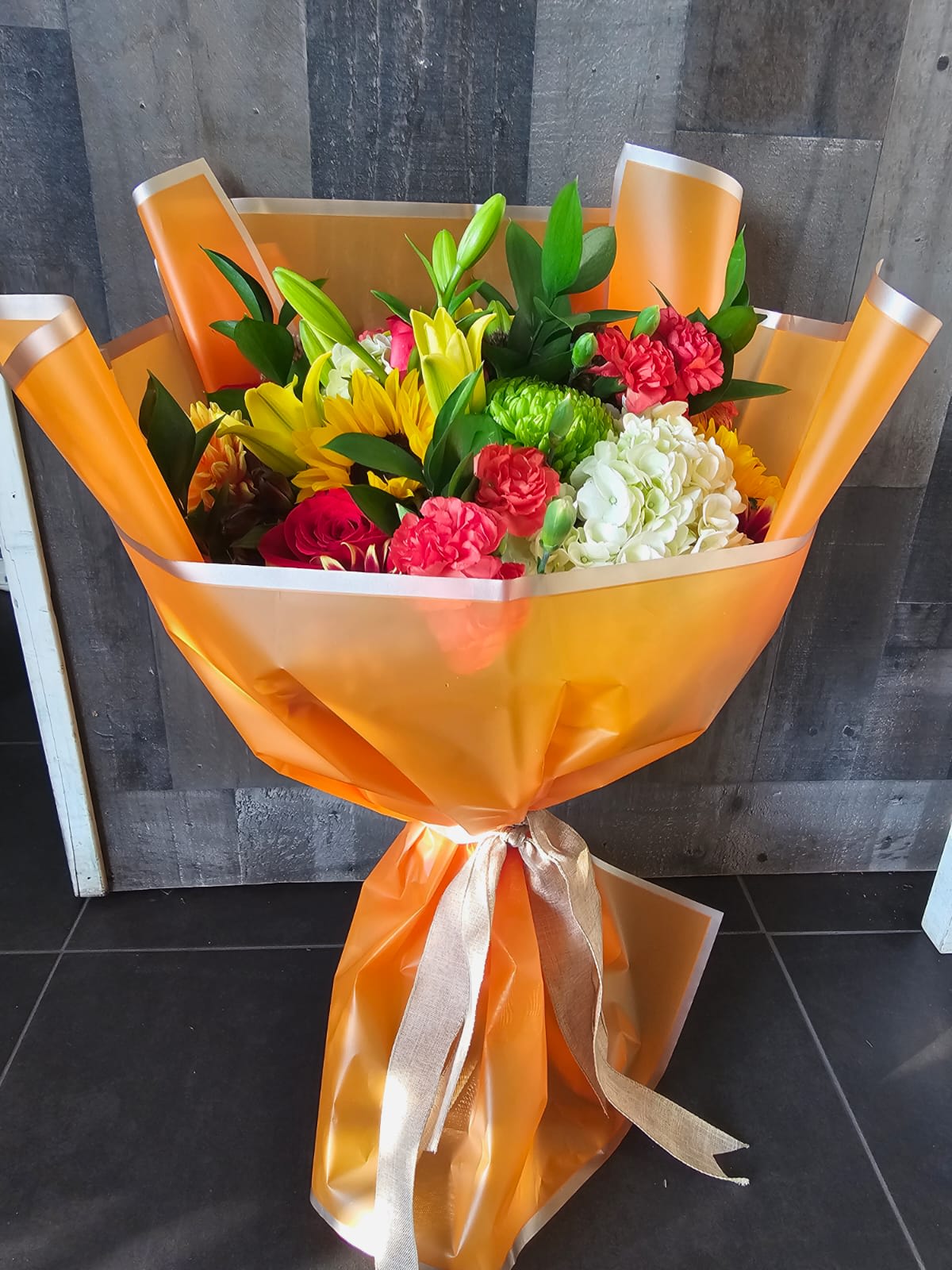 Wrapped Mixed Flower Bouquet