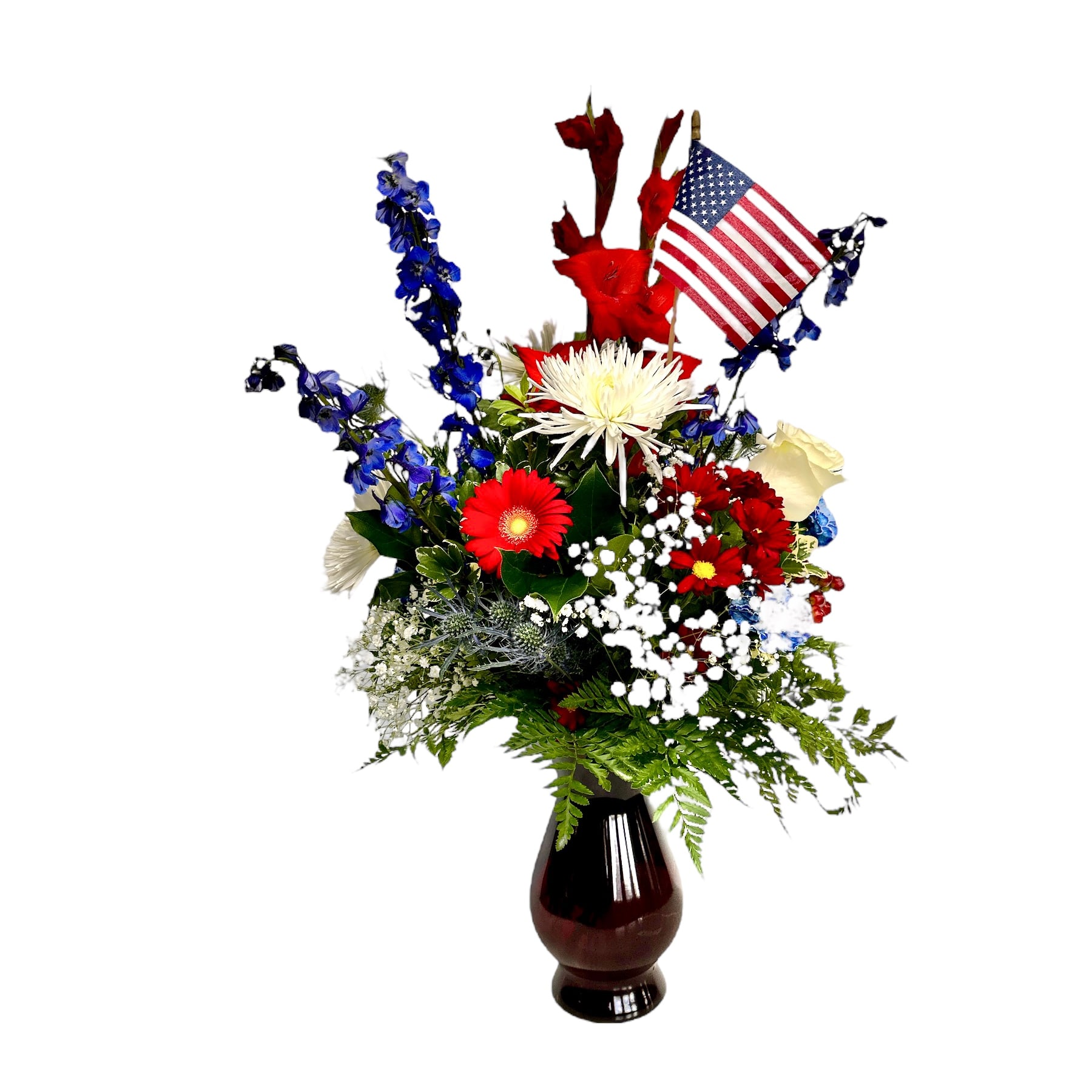 Patriotic Floral Arrangements  Red, White & Blue Flowers  Banner