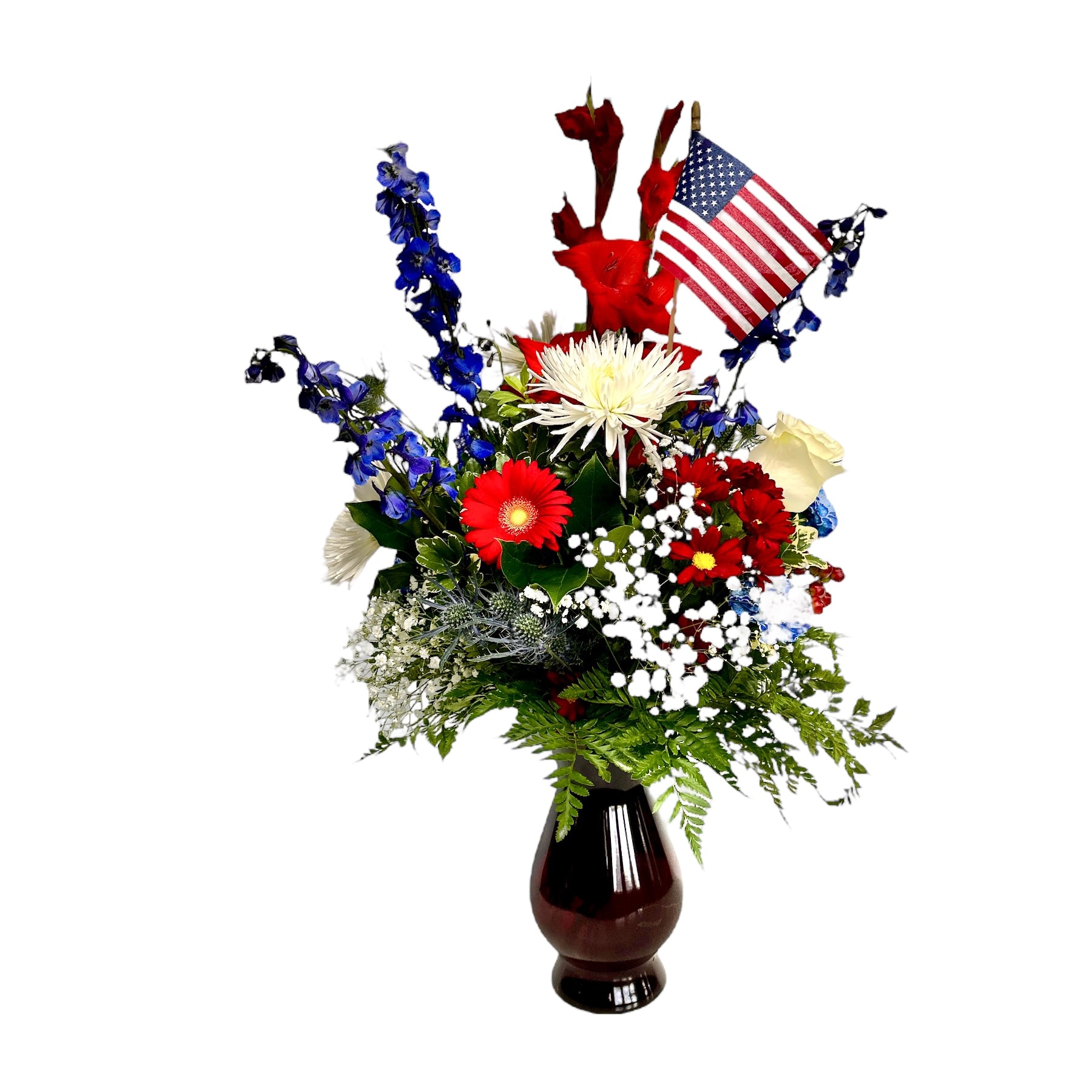 Patriotic Blossoms Vase Flower Delivery Kokomo IN Banner Flower House