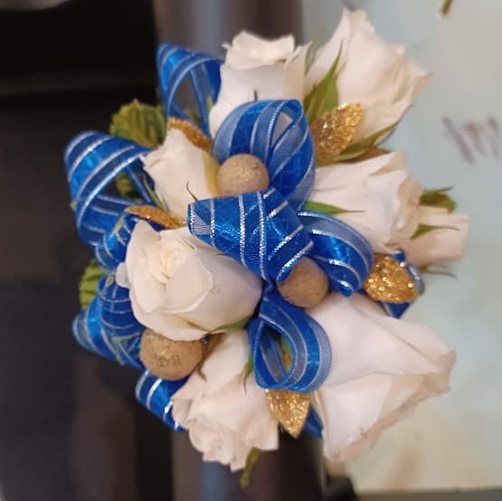 Blue and Gold Corsage