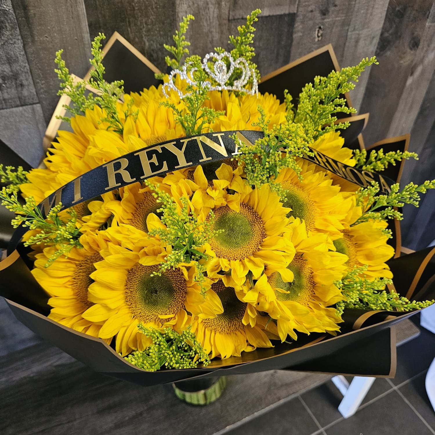 Mi Reyna/My Queen Text Sunflowers Buchon Flower Delivery Winston-Salem