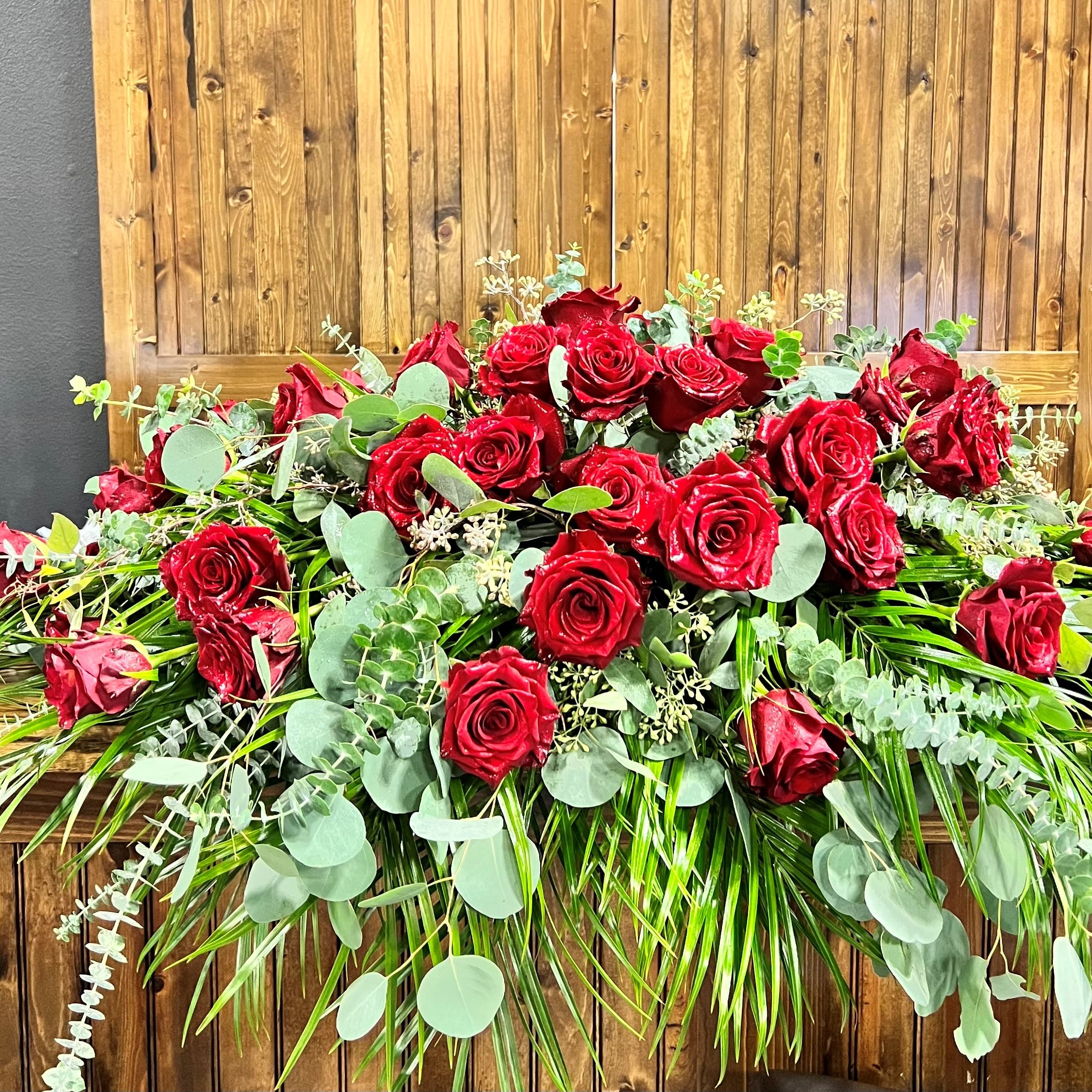 Red Tribute Casket Spray