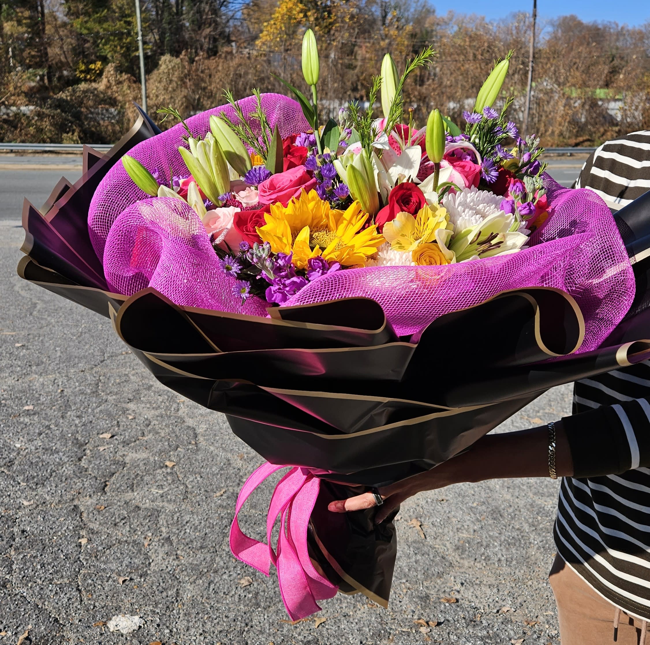 Wrapped Flower Mix Buchon Flower Delivery Winston-Salem NC - Florist at  Adolfos Creation LLC