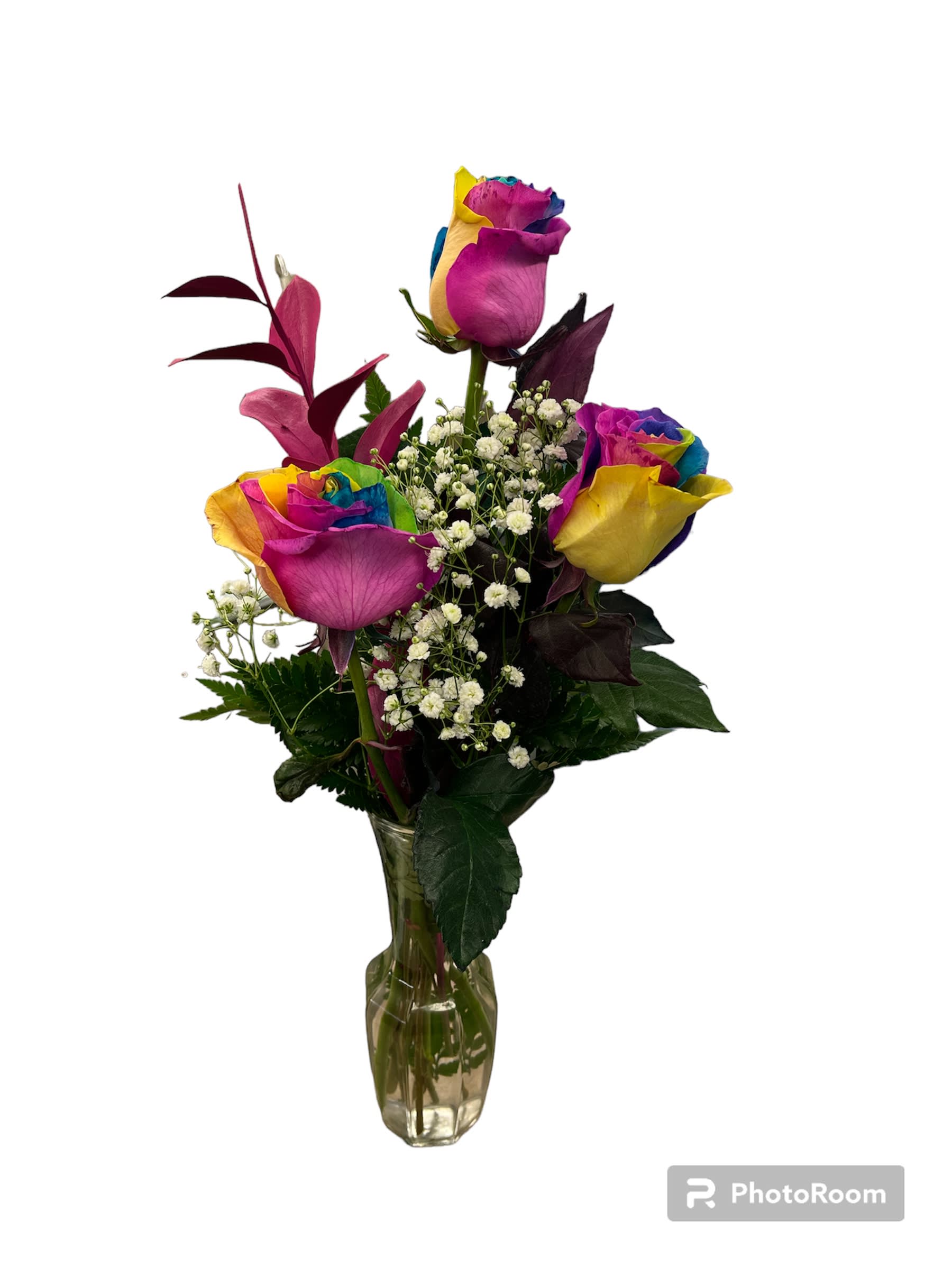 3 Rainbow Roses Flower Delivery Ottawa IL Blythe Flowers