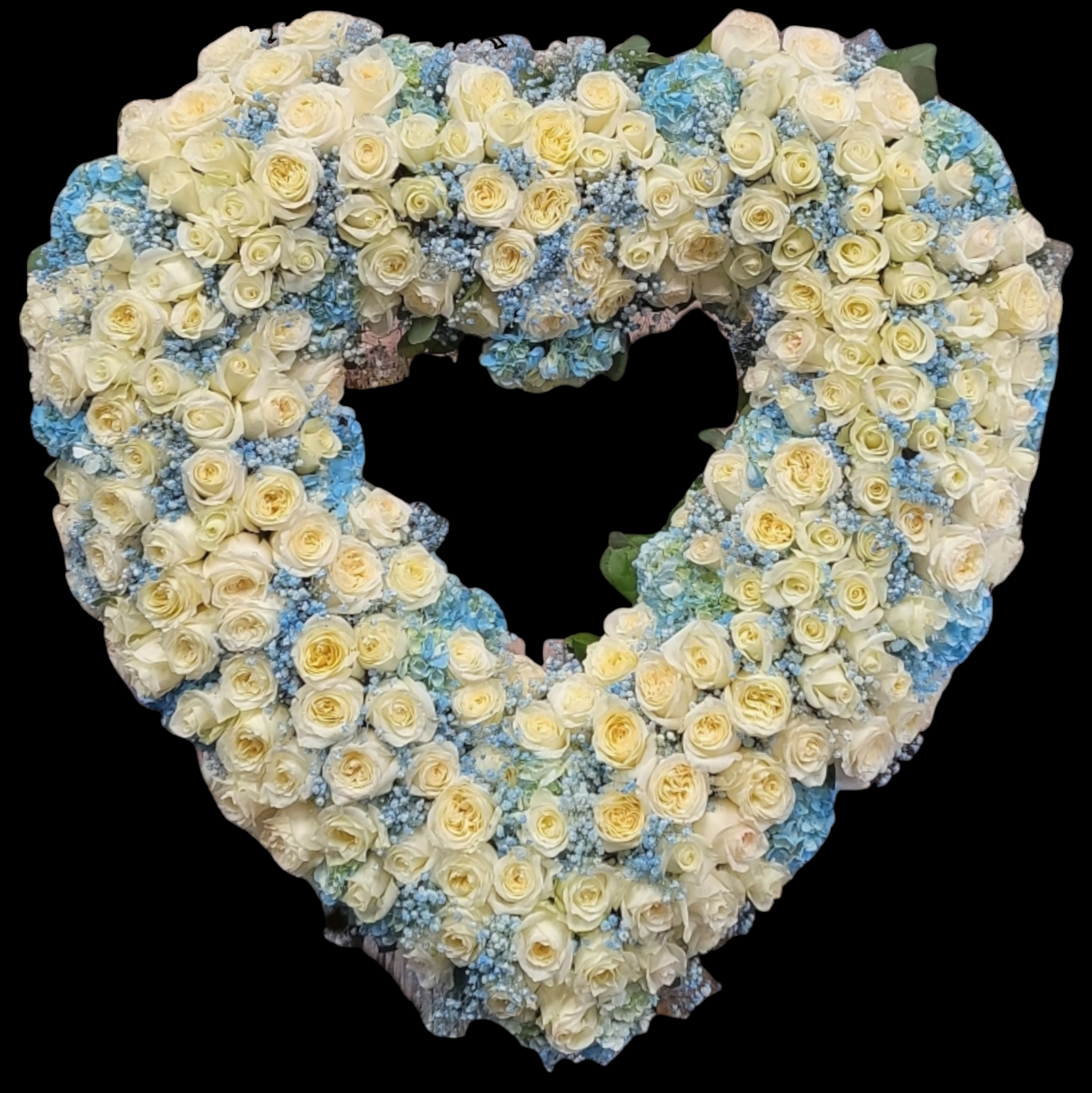 WHITE & BLUE HEART SHAPE
