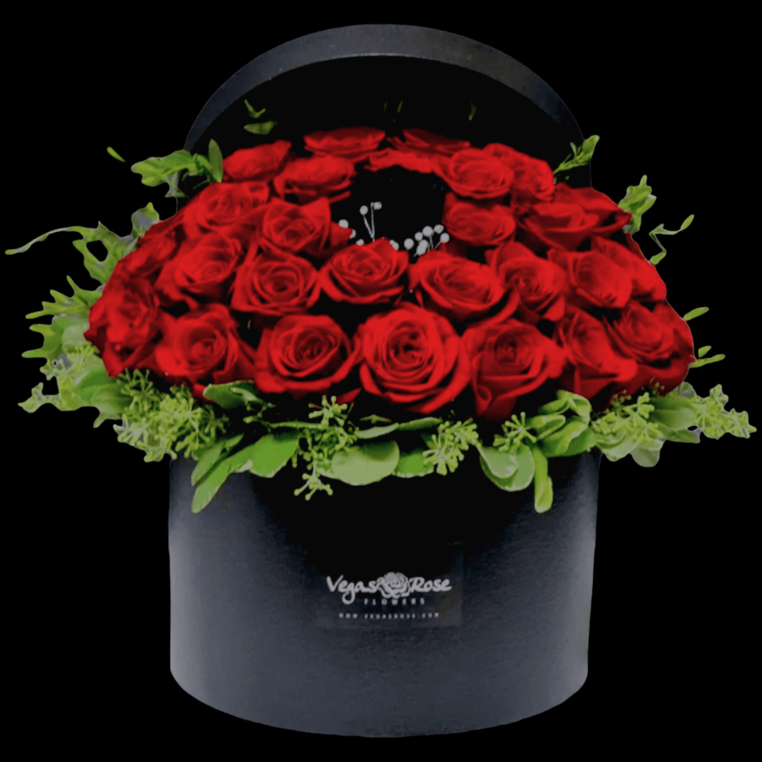 RED & BLACK ROSES IN WIDE BOX Flower Delivery Las Vegas NV Vegas Rose Flowers